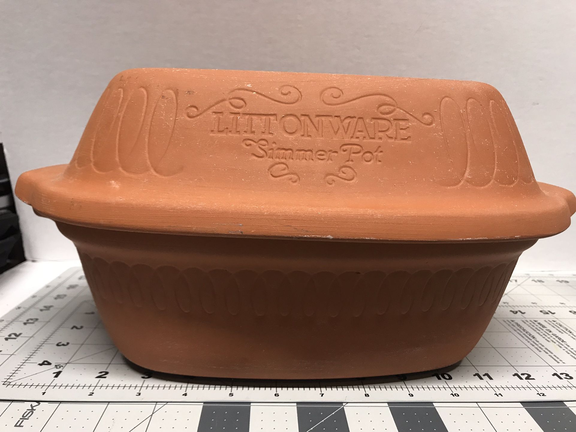 Vintage Terracotta Glazed Covered Littonware simmer pot made in Germany