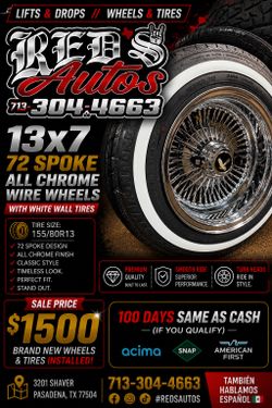 13x7 100 spokes with 1558013 tires Finance Available