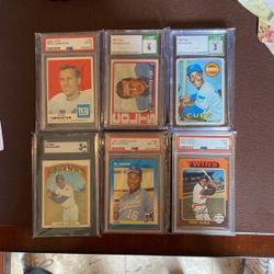Graded Topps Baseball Football Cards  Tarkenton, Unitas, Banks, Aaron, Bo Jackson, Oliva 