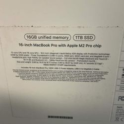 1TB 16 Inch MacBook Pro M2 Chip