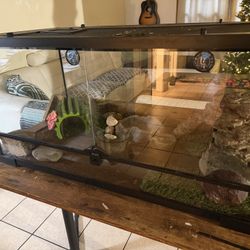 Large Reptile Terrarium / Vivarium w/ Heat Lamp Fixtures – Great Condition