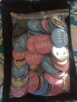 60 Gender Reveal Party Stickers Baby Shower "TEAM BOY TEAM GIRL" Bow Tie