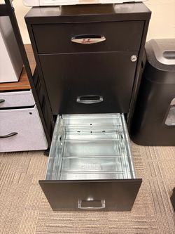 Black 3-Drawer Metal Filing Cabinet