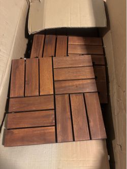 12 in. x 12 in. Square Acacia Wood Interlocking Flooring Tiles Checker Pattern