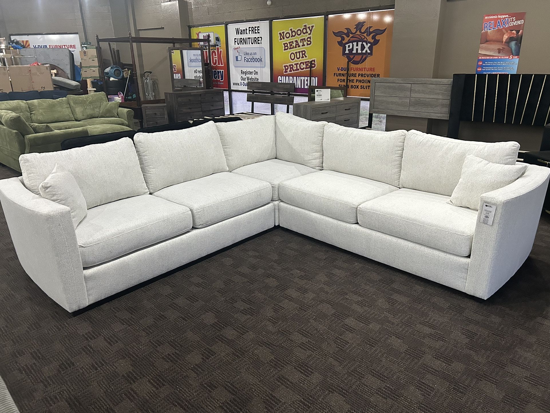 Elegant White Deep Sectional