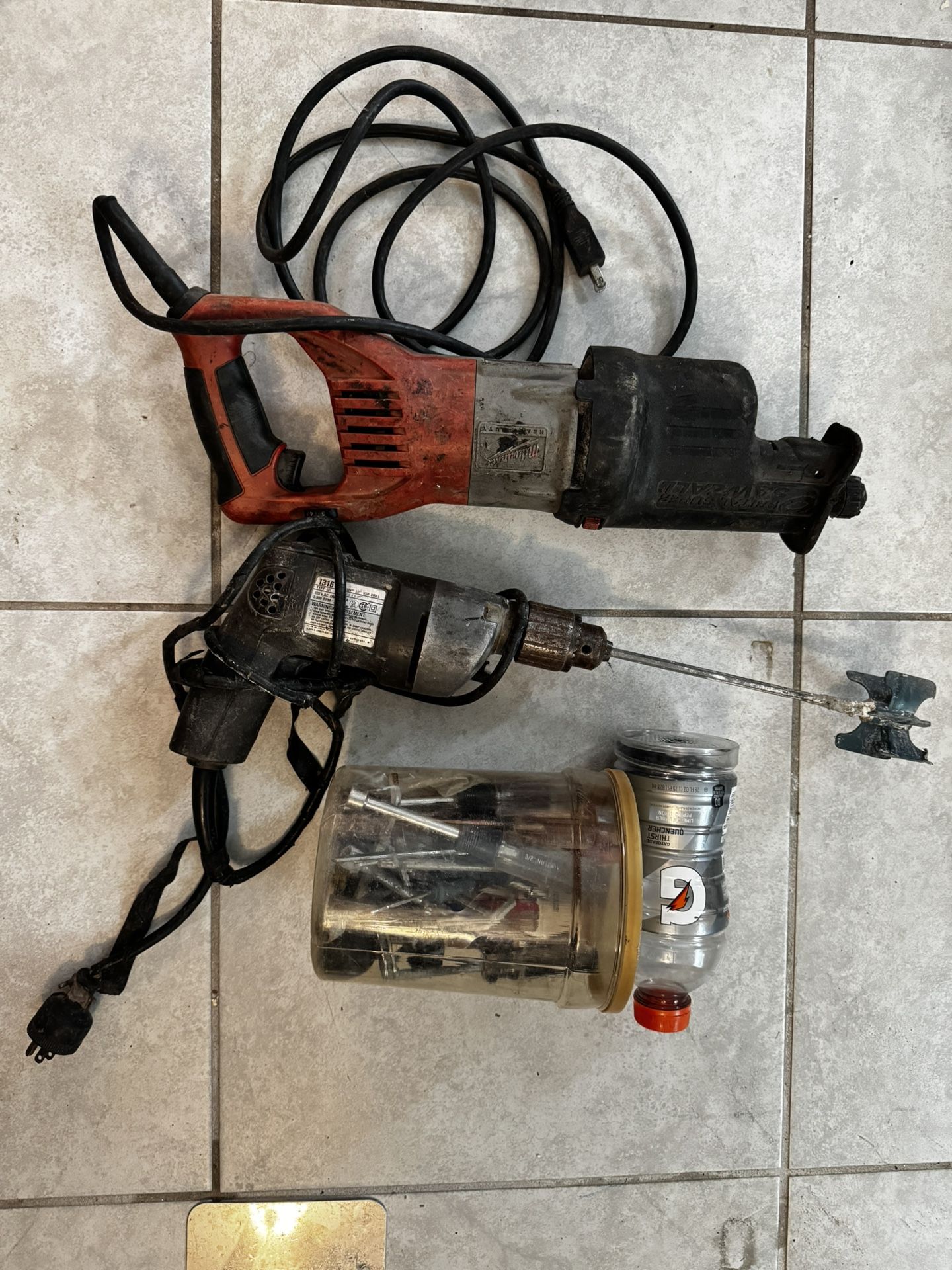 Milwaukee Super Sawzall + Heavy-Duty Drill Mixer – Both in Working Condition