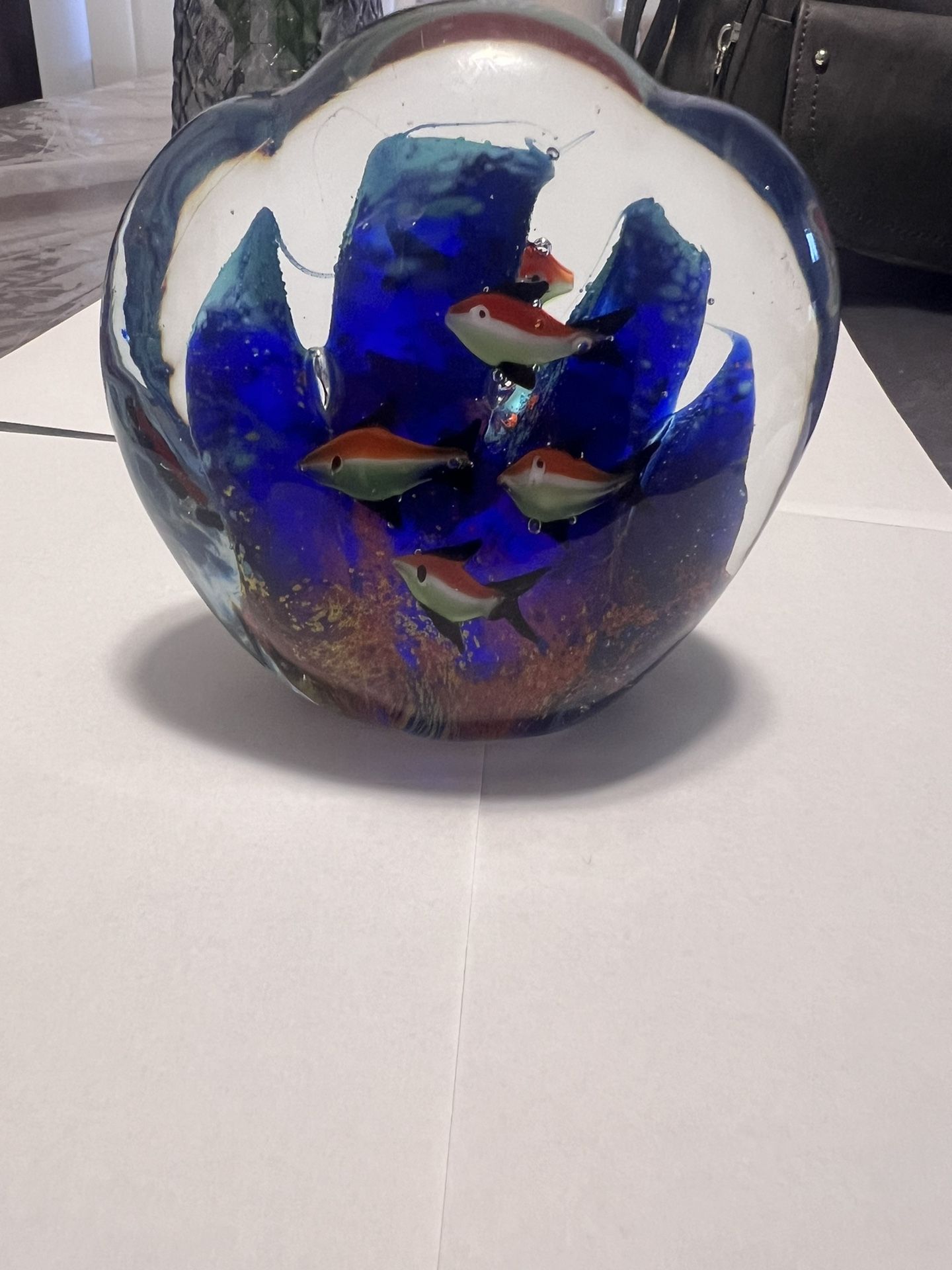 Double sides Fish Murano Style Glass Aquarium Sculpture Fish Paperweight 3/14”