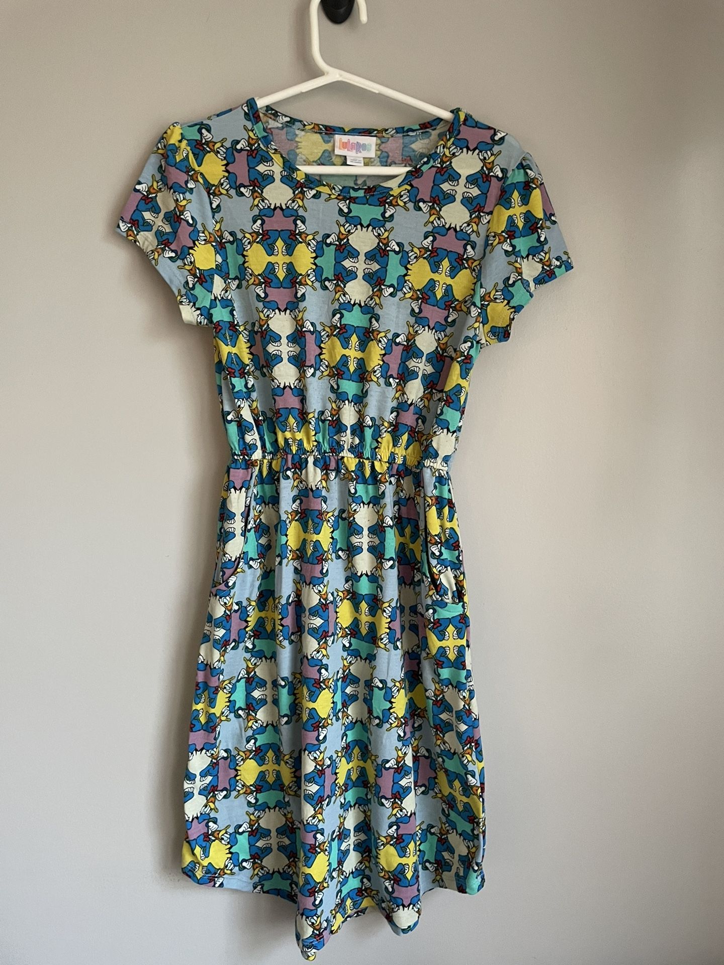 LulaRoe Disney Girls Size 12 Swing Dress W/ Pockets Donald Duck