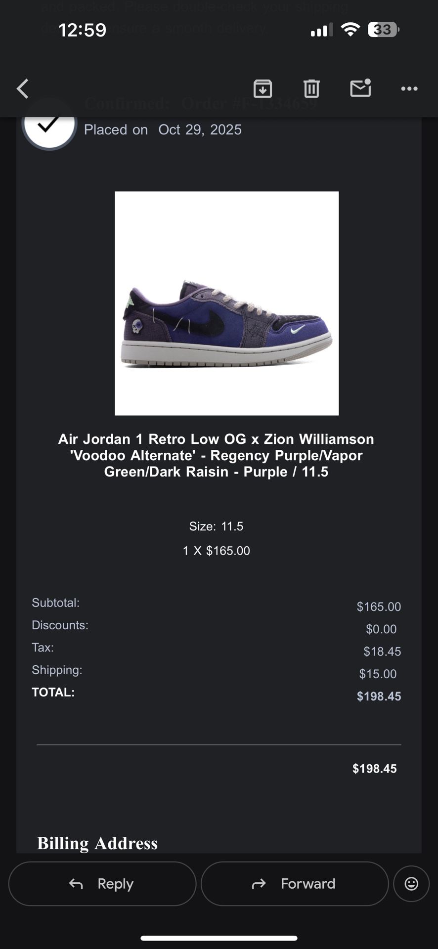 Jordon 1 Low Voodoo Alternative Size 11.5