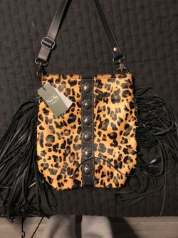 NWT MYRA BAG LEOPARD PONY HAIR FRINGE
