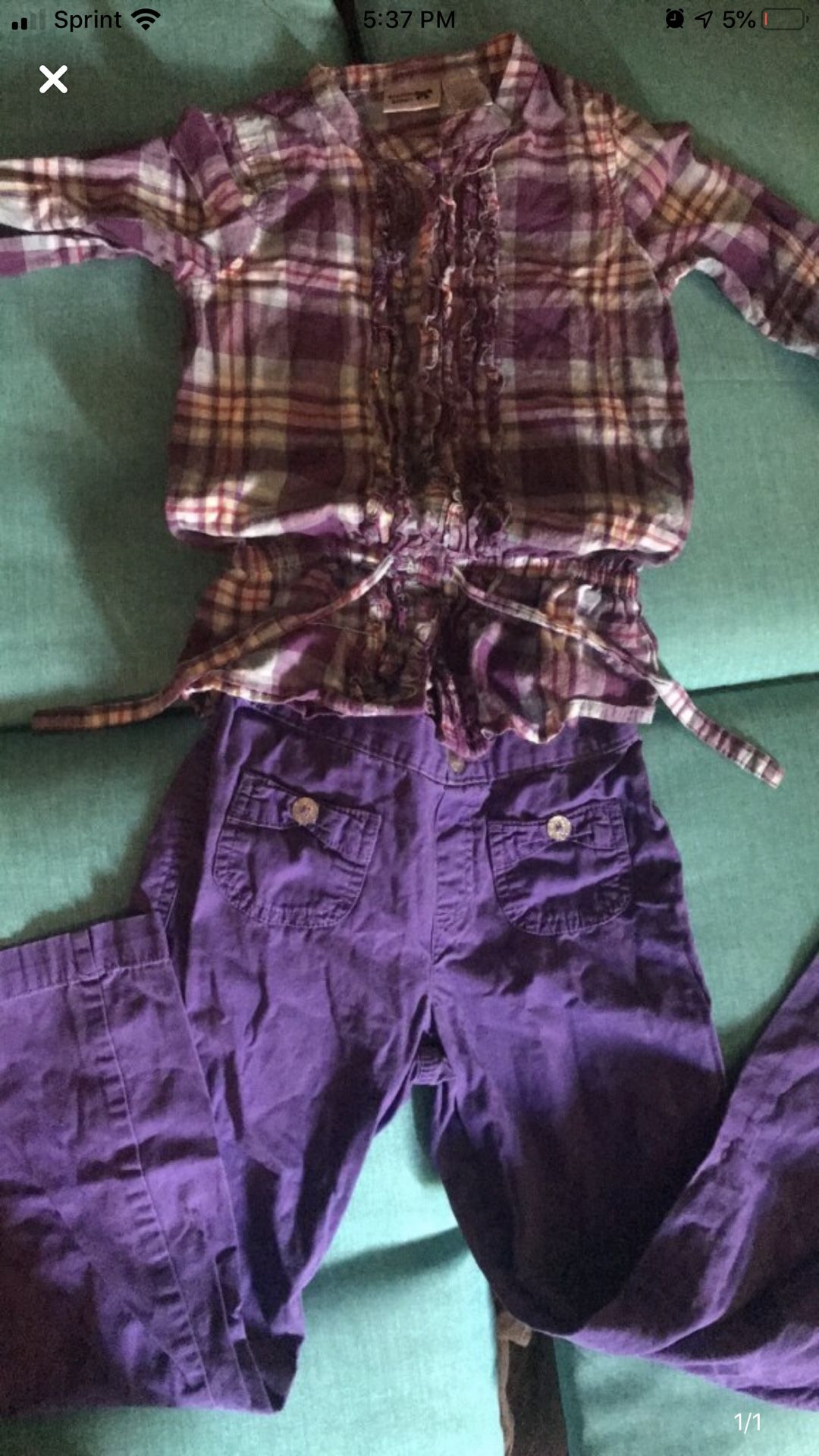 Girls purple plaid outfit