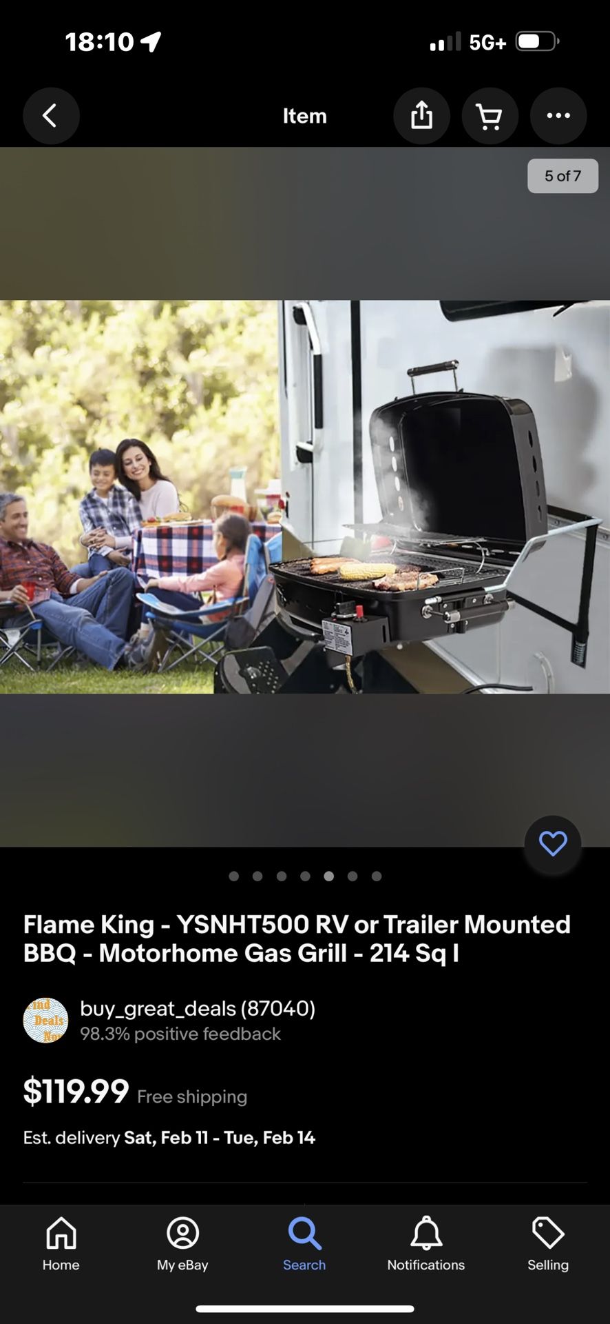 Flame King Rv Grill Portable New