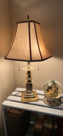 Brass Table Lamp with Fabric Shade