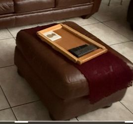 Real leather ottoman