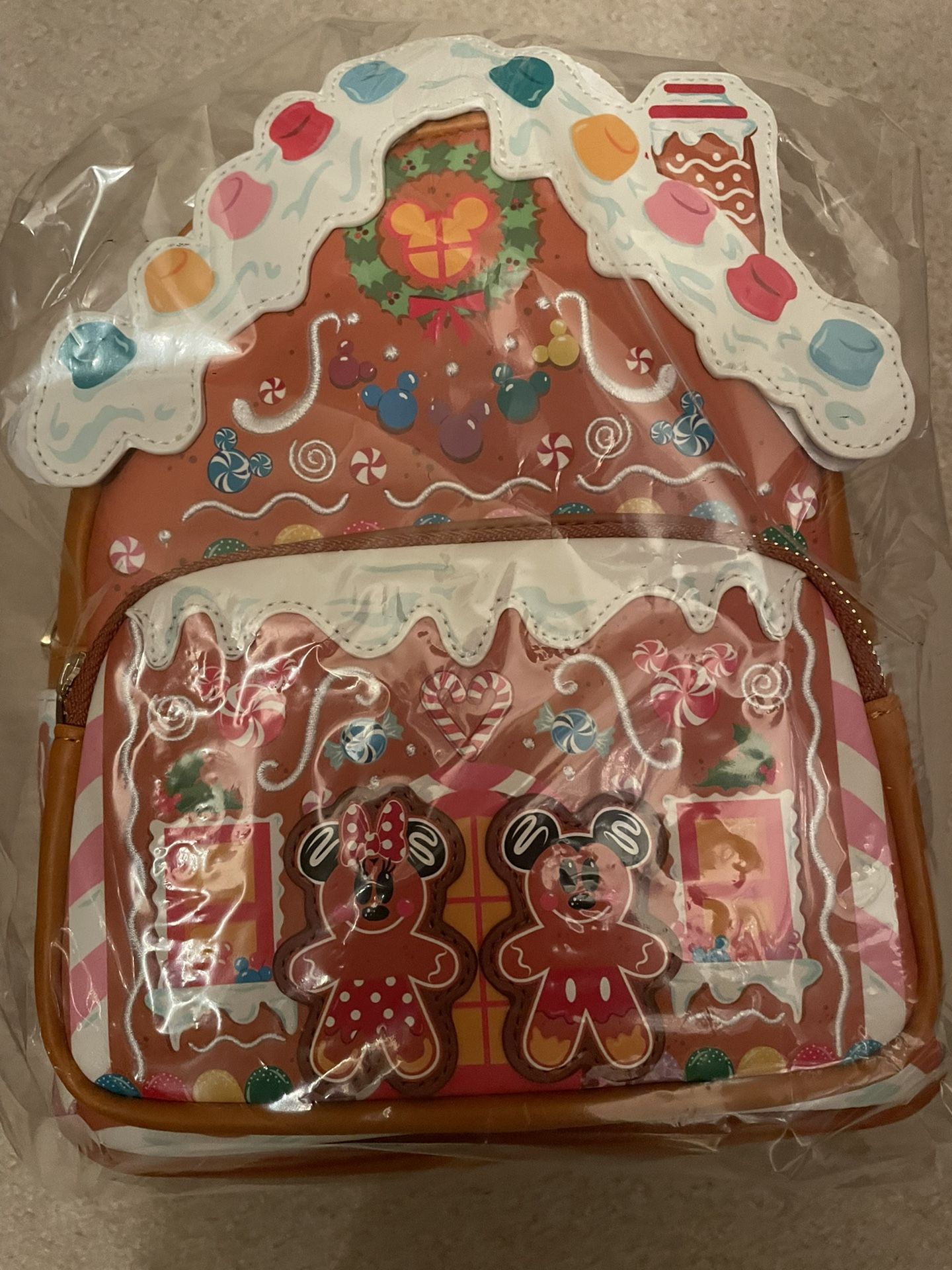 Loungefly Backpack Disney Mickey Minnie Gingerbread House Brand New