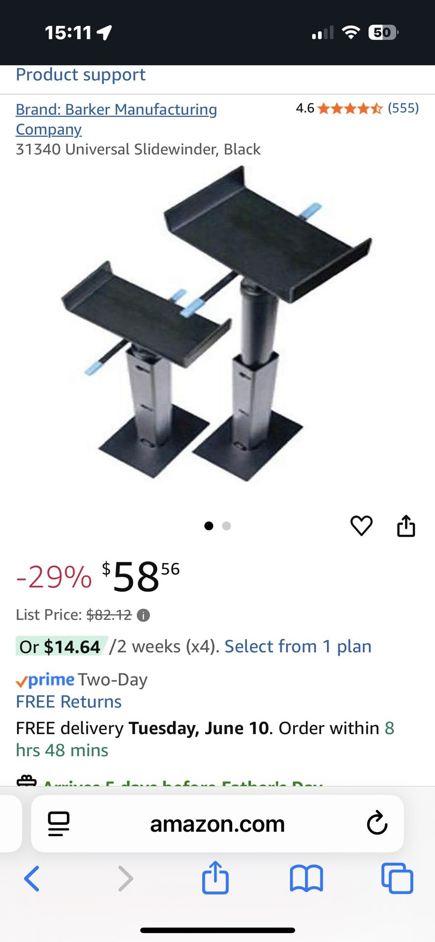 RV Slidewinder Support - Barker Manufacturing