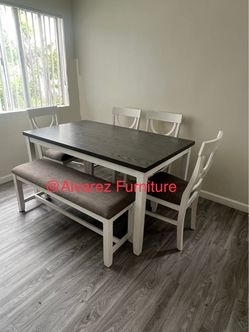 Dining table set with bench