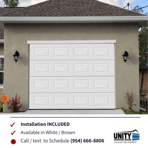 White 8X7 Garage Door - GREAT DEAL, Free Install - Brand New! Hurricane Proof Design