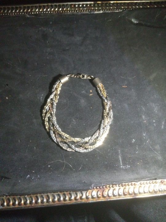 Gold And Silver 4 Weaved Men's Bracelet