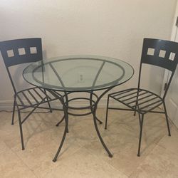 Glass Table With Two chairs 