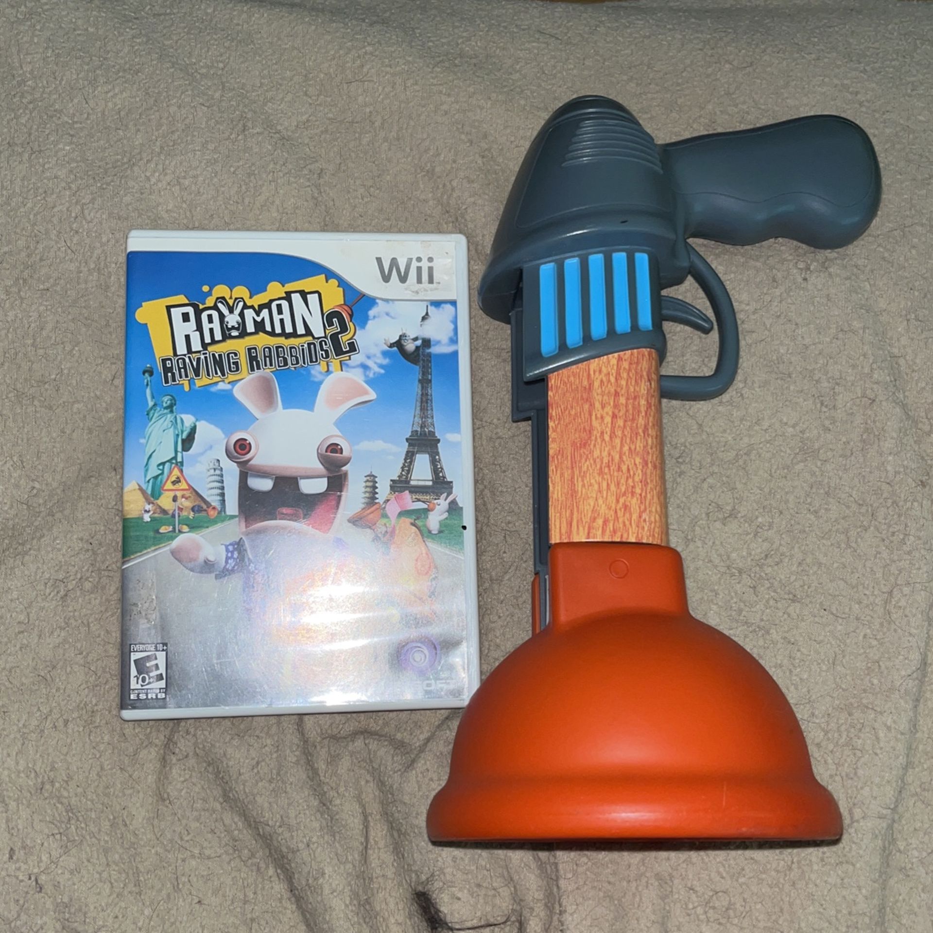 Rayman Raving Rabbids 2 Wii With Plunger Gun Attachment