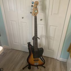 FENDER SQUIER JAGUAR Electric Bass Guitar & Carry Case 4 String Sunset Finish