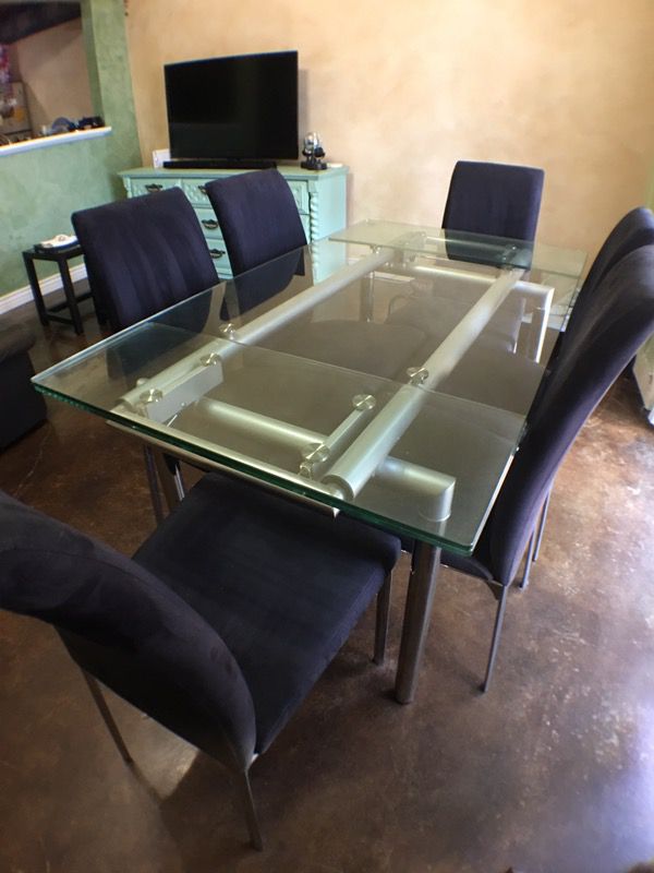 Copenhagen Extendable Glass Top Modern, Extending Glass Dining Table And Chairs Clearance