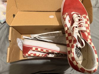 Men Red Checkers Vans