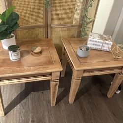 Boho Natural Wood End Tables – Set of 2