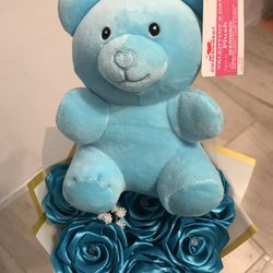 Ramo DEROSAS Azul Con Oso  Para Cumpleaños 