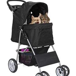 Foldable Dog Stroller Pet Travel Carriage Detachable Carrier Cart - Black