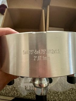 5x4.75 Wheel Spacers, 2" inch thick, hub-centric 87.1mm center hub bore, M12x1.5 studs for GM, Chevy