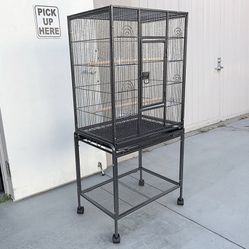 (New in Box) $95 Large 53” Tall Bird Cage 24x17x53” with Rolling Stand and Plastic tray 