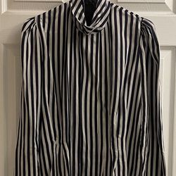Ladies High Neck Striped Shirt Size M