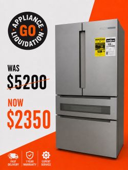 Bosch - 800 Series 36 in. Wide 20 Cu. Ft. 4-Door French Door Bottom Freezer Counter-Depth Smart Refrigerator - Stainless Steel