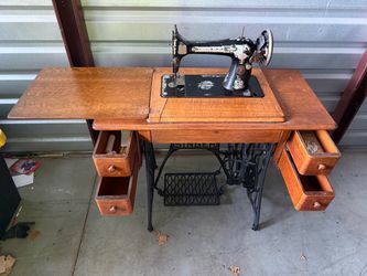 Antique Singer Treadle Sewing Machine with Cabinet