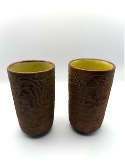Set Of 2 Pigeon Forge Pottery Brown Ceramic Tumblers
