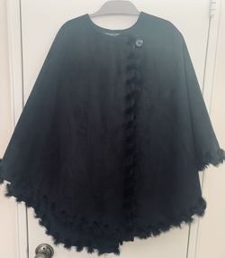 Jones New York Warm One Size One Button Poncho Rabbit Fur Trim P/up Sheepshead Bay Brooklyn NY