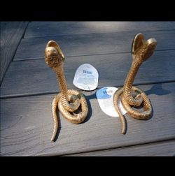 Pair of Brass Snake candles holders