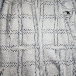 Women's Retrology Cardigan in a white and black or gray plaid pattern