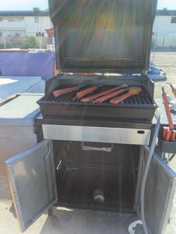 Gas Grill with Stainless Steel Cabinet Base