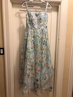 Light blue floral embroidered maxi dress (size 8)