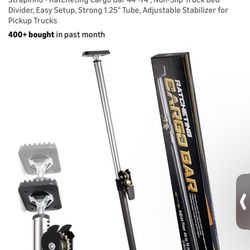 Strapinno - Ratcheting Cargo Bar 44"-74", Non-Slip Truck Bed Divider, Easy Setup, Strong 1.25" Tube