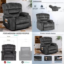 Recliner Chair Modern Ergonomic Lounge Single Sofa Seat Living Room Gravity Recliners Foam Filling