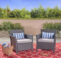 Outdoor Wicker Club Chairs with Cushion (Set of 2). Brand New In Box