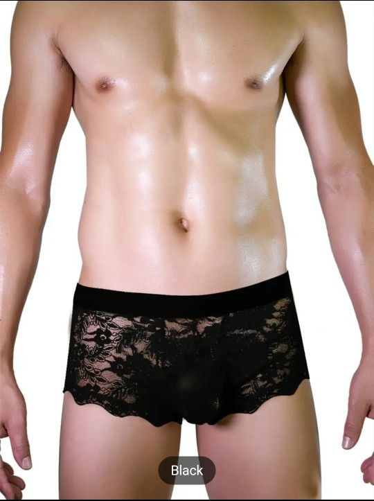 Men's Sexy Lace Sheer Breathable Quick Drying Boxer Brief