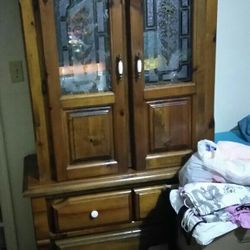 China CabinetWith Light Inside With White Handles This Cabinet Is Antique 235.00