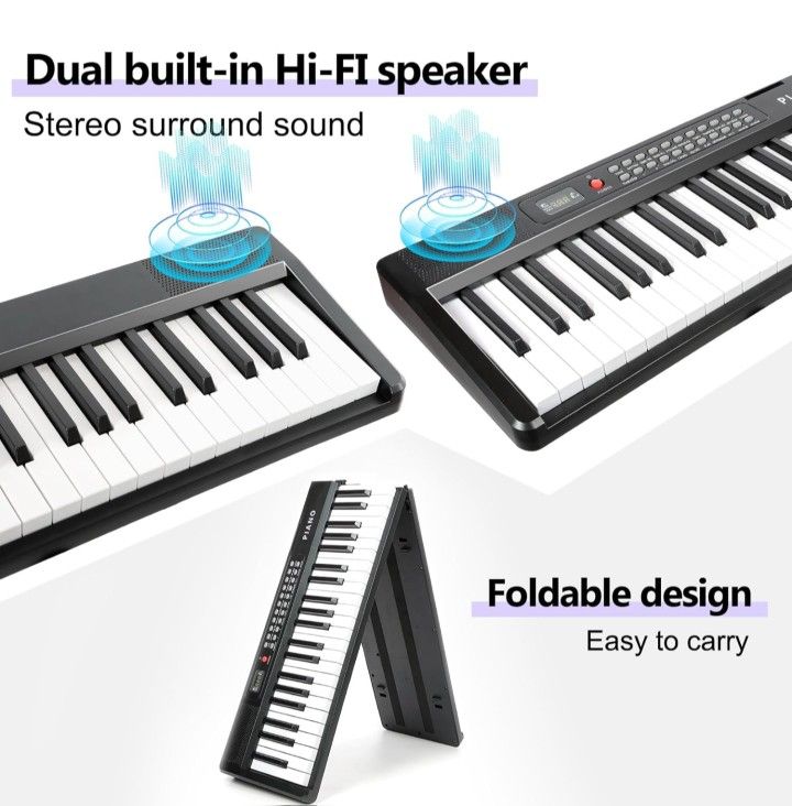 88 Key Keyboard Piano, Full Size Semi Weighted , Foldable Electronic Keyboard Piano  ,comes with  Pedal,Carrying Bag and Microphone Microphone 
