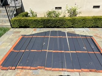 Painted redwood slats