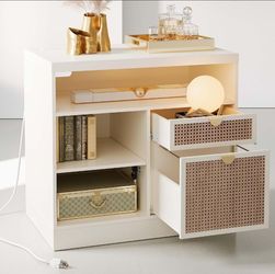 New !2 Drawers Storage File Cabinet with Lock & Outlet, 31.5W*29.4H